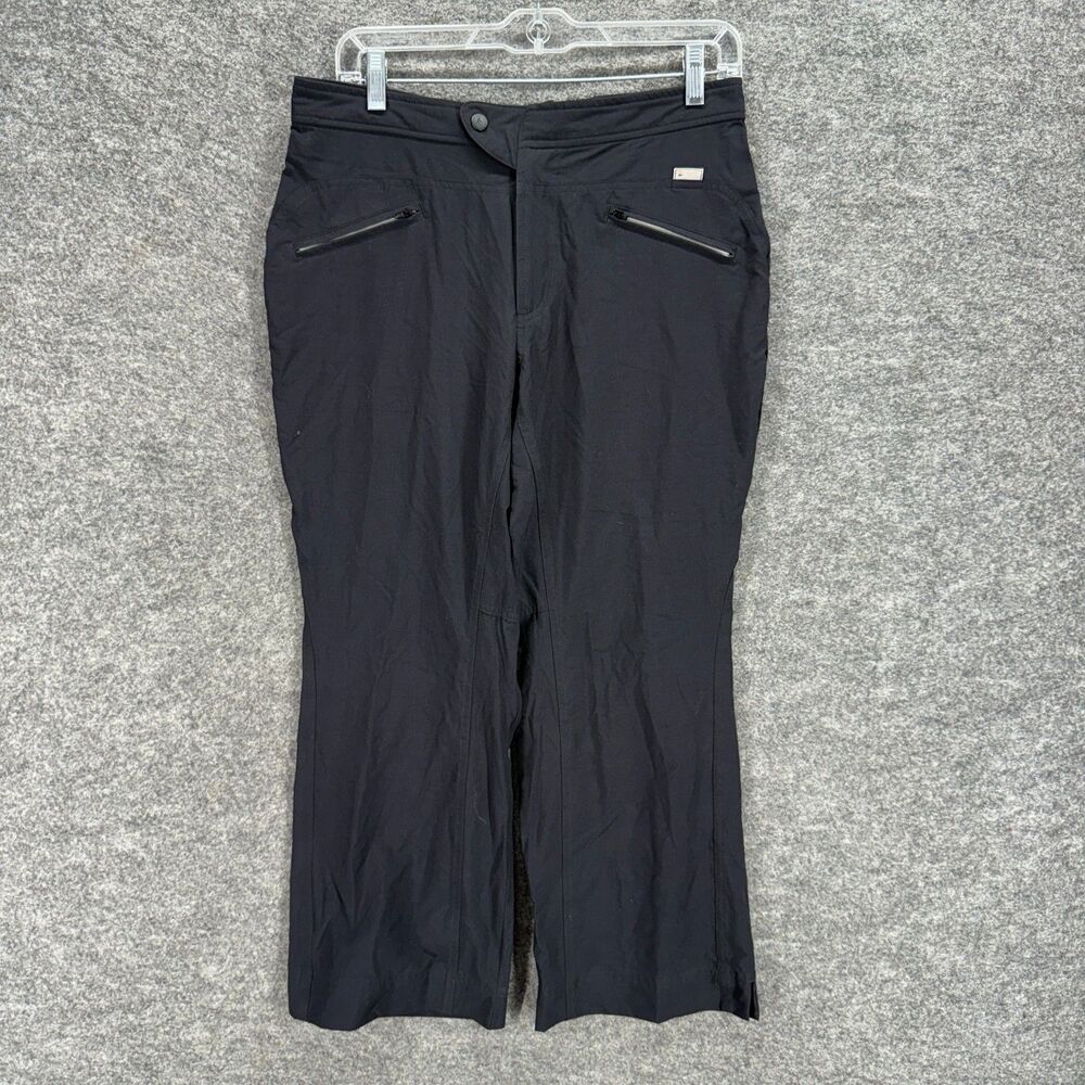 Columbia Pants Women M Medium Blackk Ankle Mid Rise Flat Front Lined Pockets